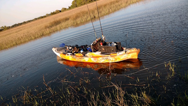 kayak fishing charleston rigged boat